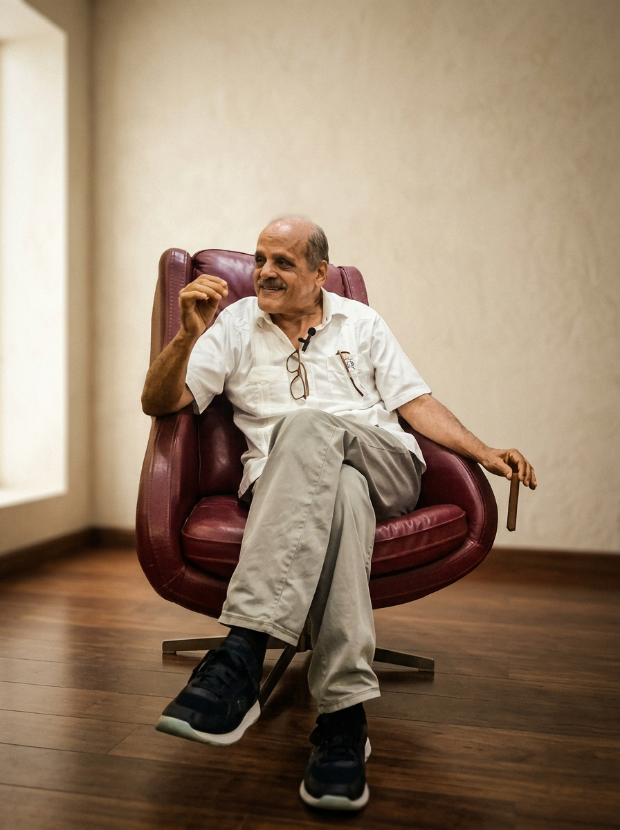 Leonardo 'Tío Leo' Reyes, seated, cigar in hand.